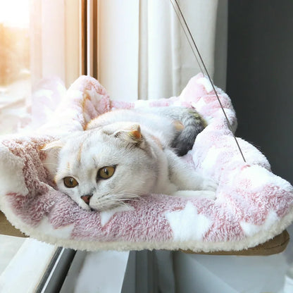 Elevated Cat Hammock: Aerial Bed for Cats with Climbing Frame and Sunny Window Seat, Supports Up to 20kg, Ideal for Winter Use