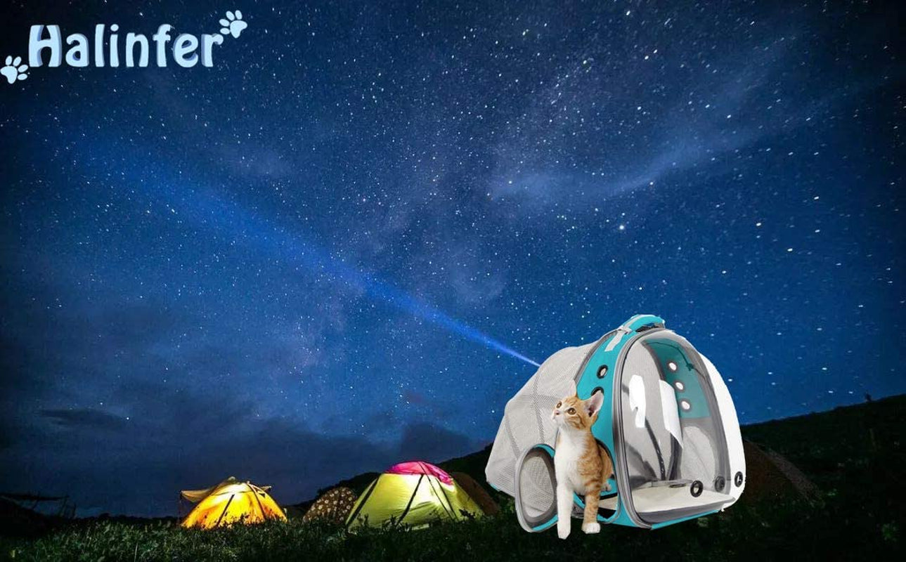 Expandable Cat Backpack Carrier with Space Capsule Bubble Window, Suitable for Pets up to 12 lbs