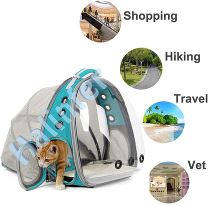 Expandable Cat Backpack Carrier with Space Capsule Bubble Window, Suitable for Pets up to 12 lbs