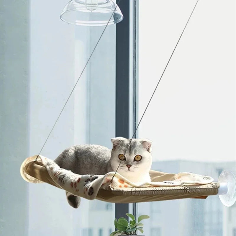 Elevated Cat Hammock: Aerial Bed for Cats with Climbing Frame and Sunny Window Seat, Supports Up to 20kg, Ideal for Winter Use