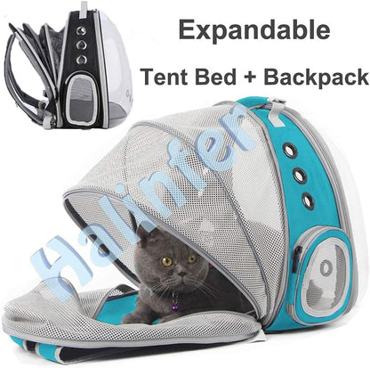 Expandable Cat Backpack Carrier with Space Capsule Bubble Window, Suitable for Pets up to 12 lbs
